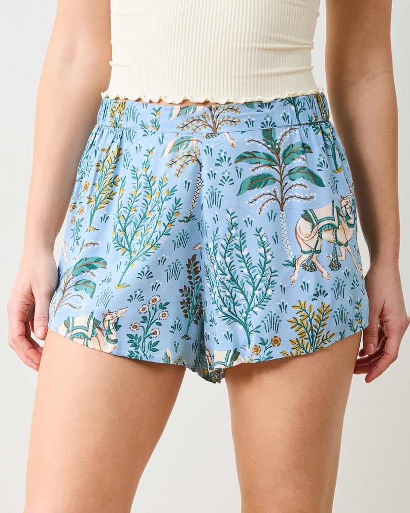 Camel's Courtyard - Eco Satin Sweet Dreams Shorts - Slate Blue - Printfresh