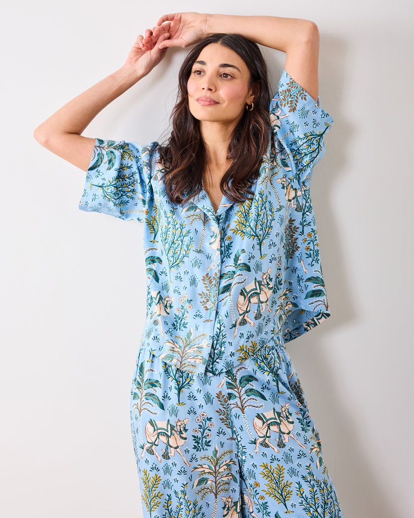 Camel's Courtyard - Eco Satin Wildest Dreams Set - Slate Blue - Printfresh