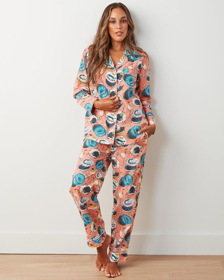 Champagne & Caviar - Long PJ Set - Salmon