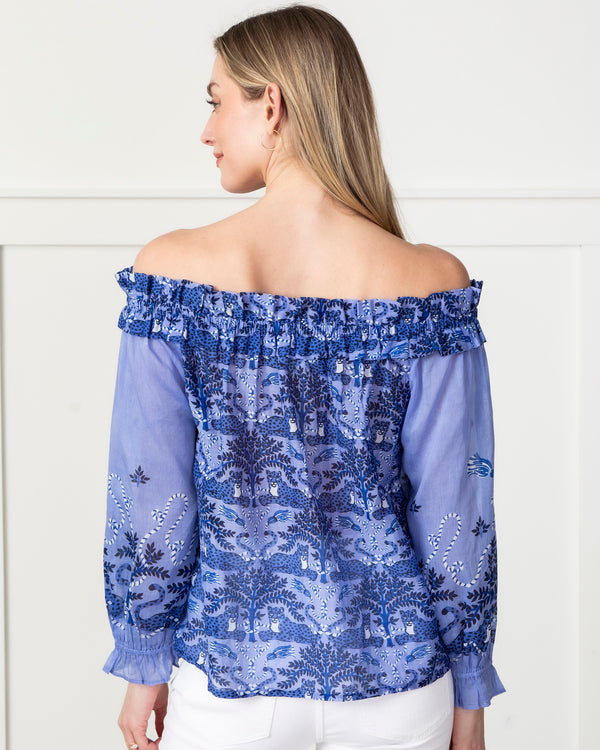 Charming Cheetahs - Elegant Escape Top - Blue Hibiscus - Printfresh