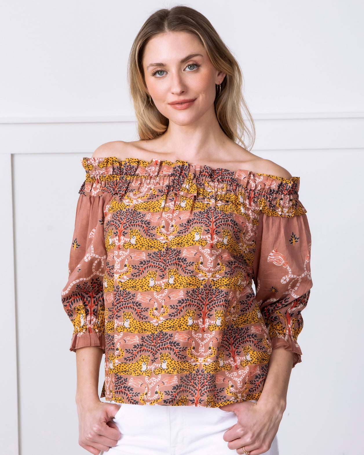 Charming Cheetahs - Elegant Escape Top - Mushroom - Printfresh