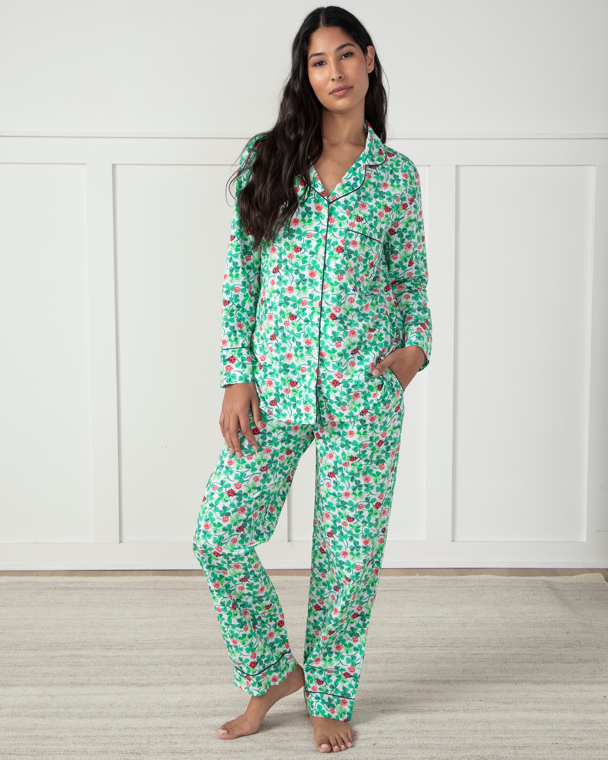 Pajama Sets Women Calf-length Pants Sweet Soft Letter Printed