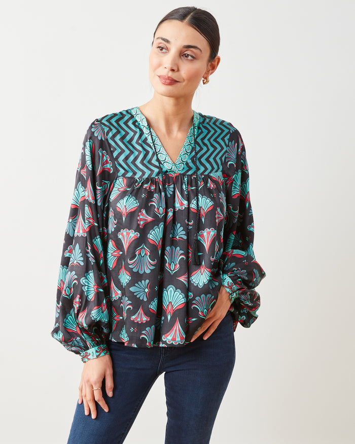 Cocktail Hour Tides Turned Blouse Gatsby Green – Printfresh