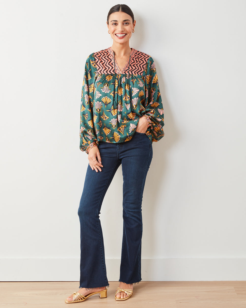 Cocktail Hour - Tides Turned Blouse - Gemstone - Printfresh