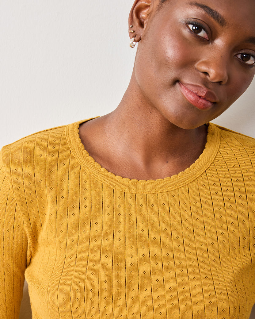 Goldenrod - Pointelle Long Sleeve - Shirt - Printfresh