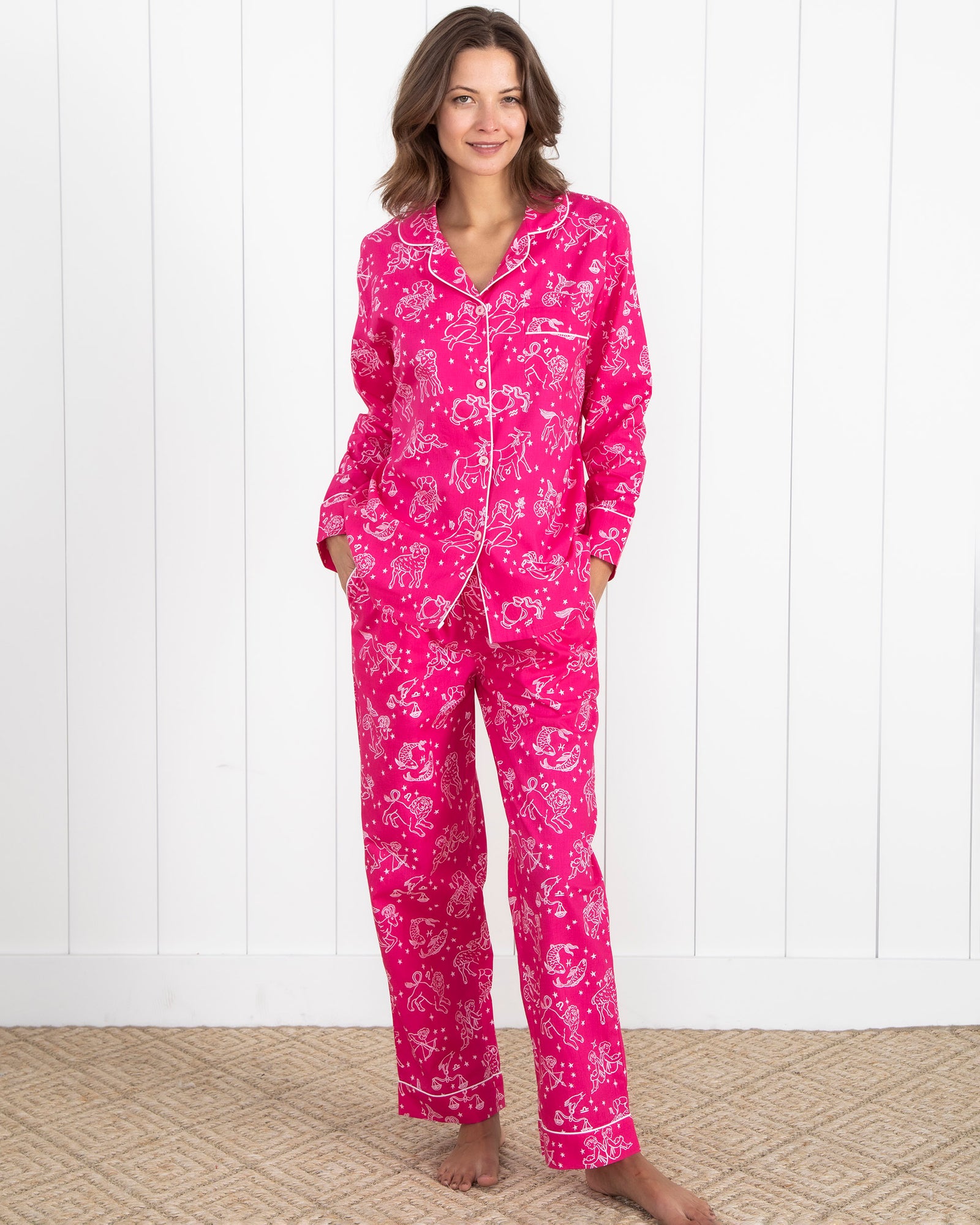 Daily Horoscope - Long Sleep Set - Electric Pink - Printfresh