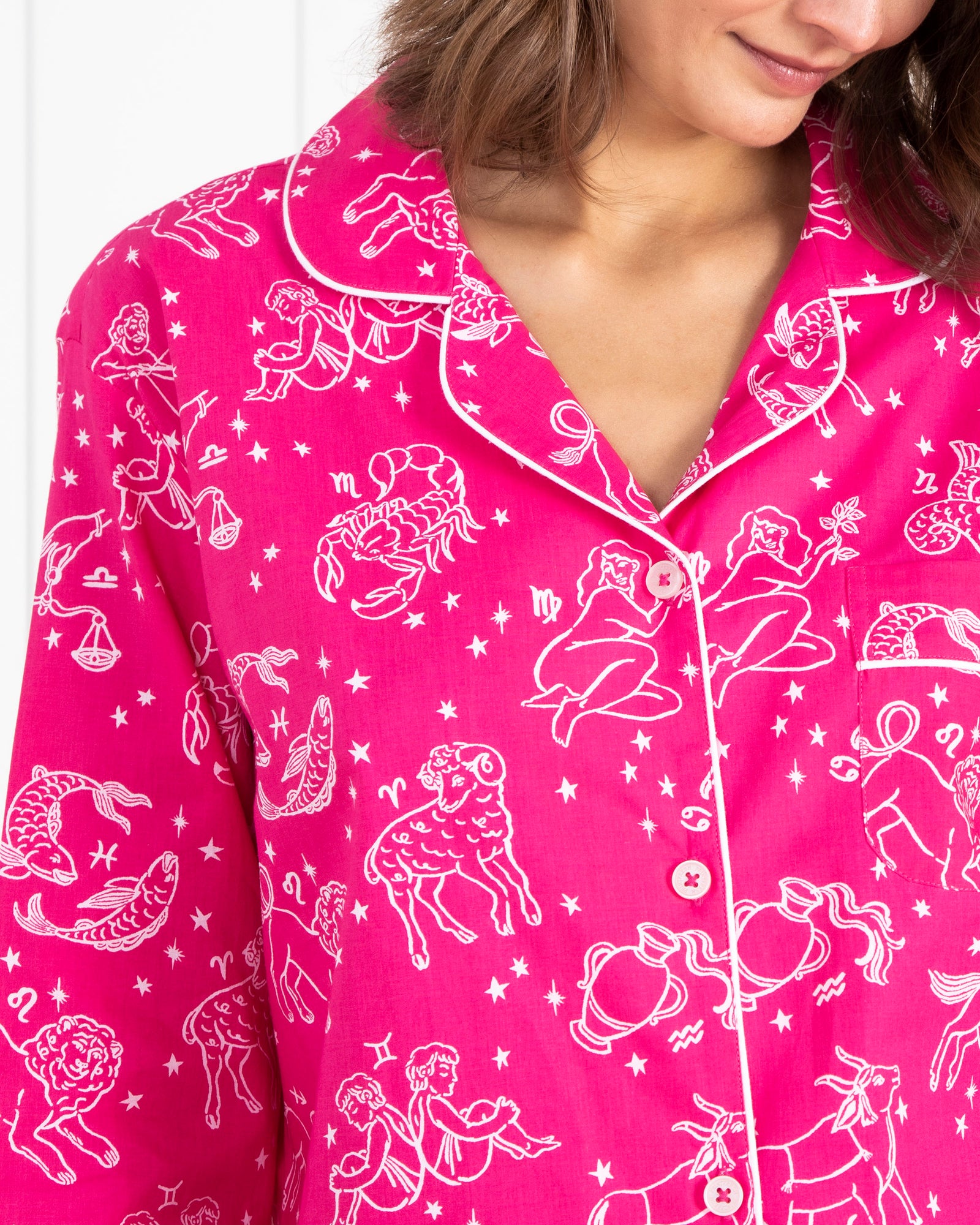 Daily Horoscope - Long Sleep Set - Electric Pink - Printfresh