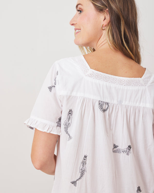 Daughters Of Triton Skeleton - Nashville Nights Nightgown - Cloud - Printfresh