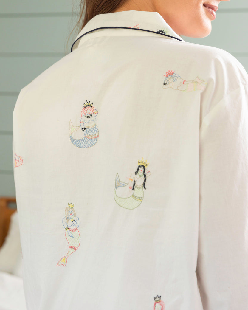 Daughters of Triton - Petite Long PJ Set - Cloud - Printfresh