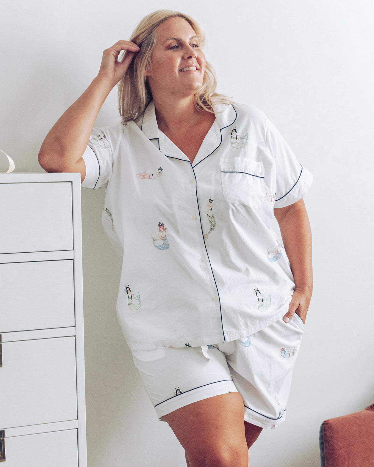 Daughters of Triton - Short PJ Set - Cloud - Printfresh