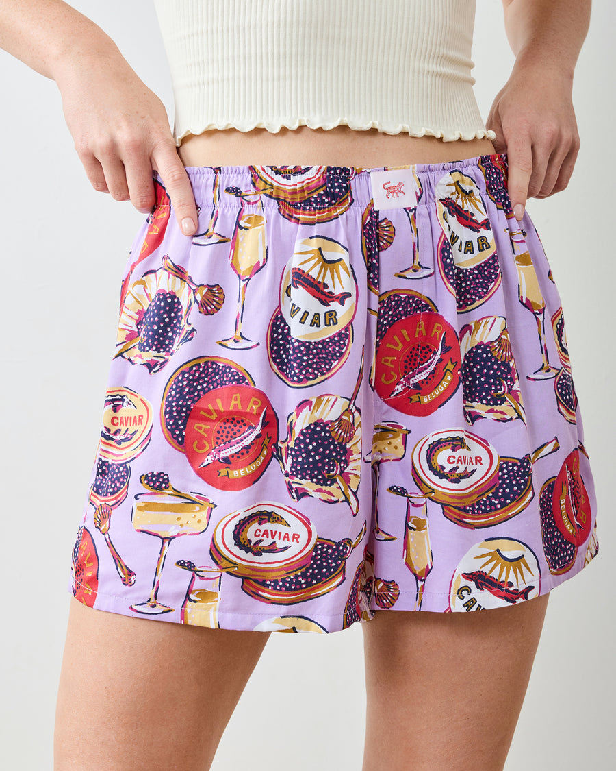 Champagne & Caviar - Eco Satin Boyfriend Boxer - Lavender Spritz