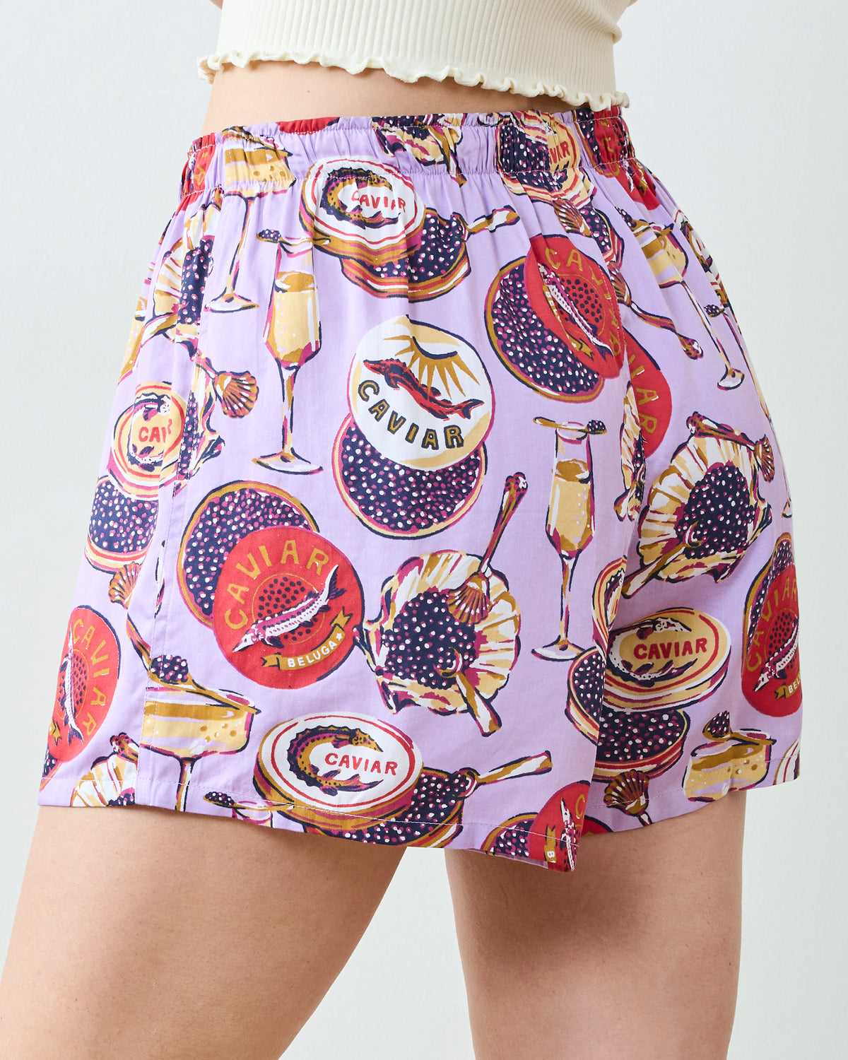 Champagne & Caviar - Eco Satin Boyfriend Boxer - Lavender Spritz