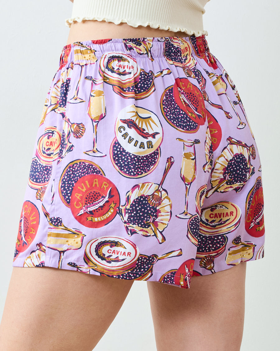 Champagne & Caviar - Eco Satin Boyfriend Boxer - Lavender Spritz