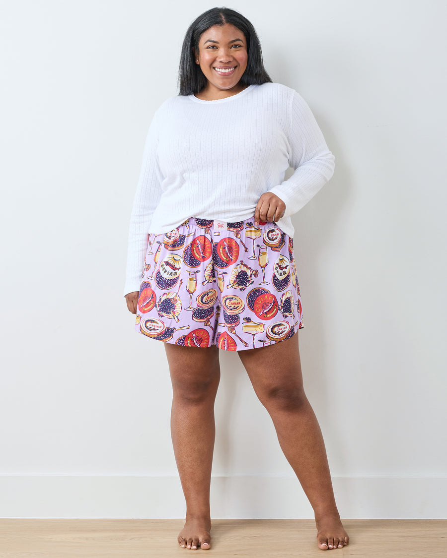 Champagne & Caviar - Eco Satin Boyfriend Boxer - Lavender Spritz