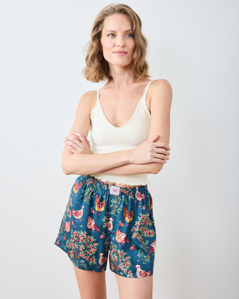 Hen House - Eco Satin Boyfriend Boxer - Navy