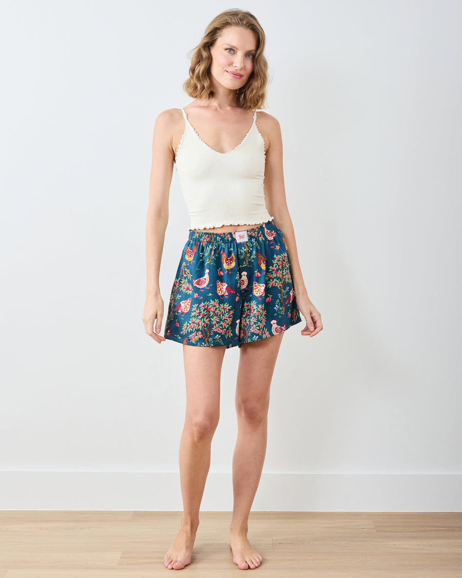 Hen House - Eco Satin Boyfriend Boxer - Navy