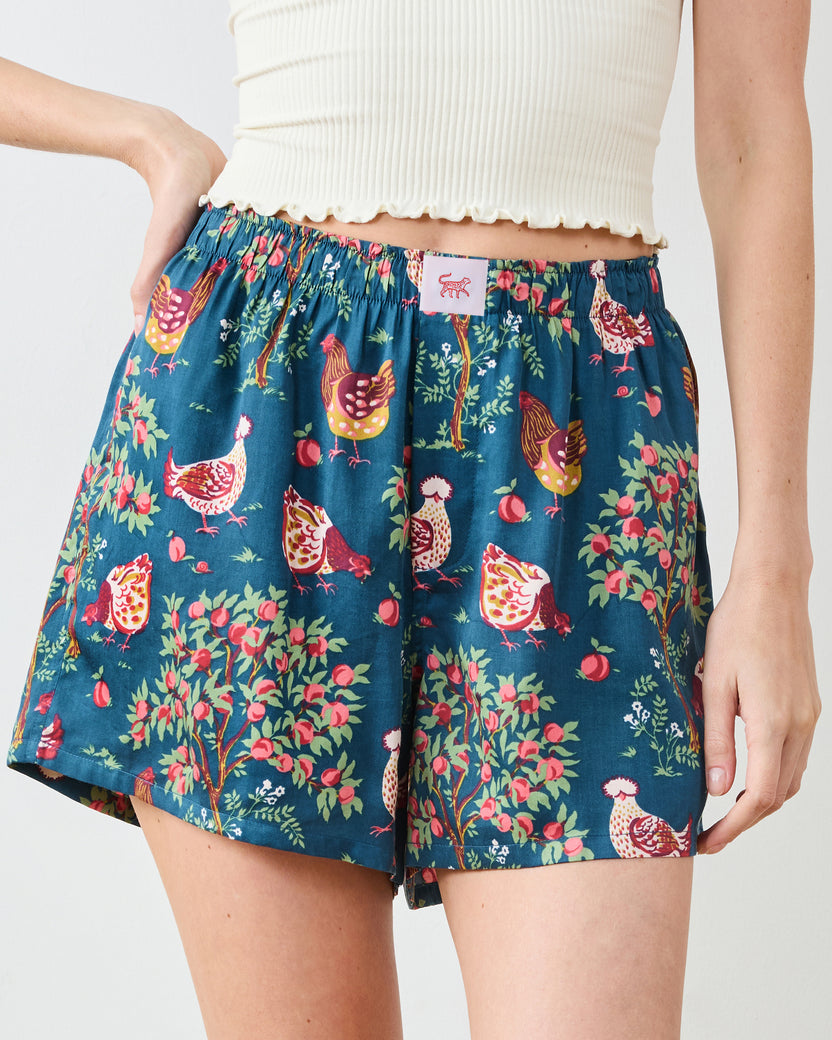 Hen House - Eco Satin Boyfriend Boxer - Navy