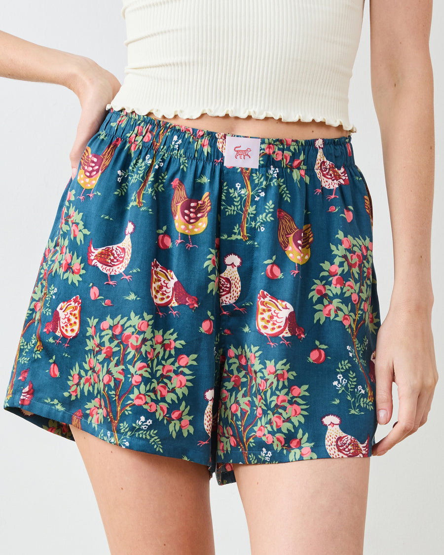 Hen House - Eco Satin Boyfriend Boxer - Navy