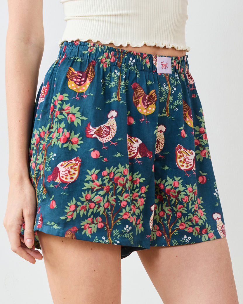 Hen House - Eco Satin Boyfriend Boxer - Navy