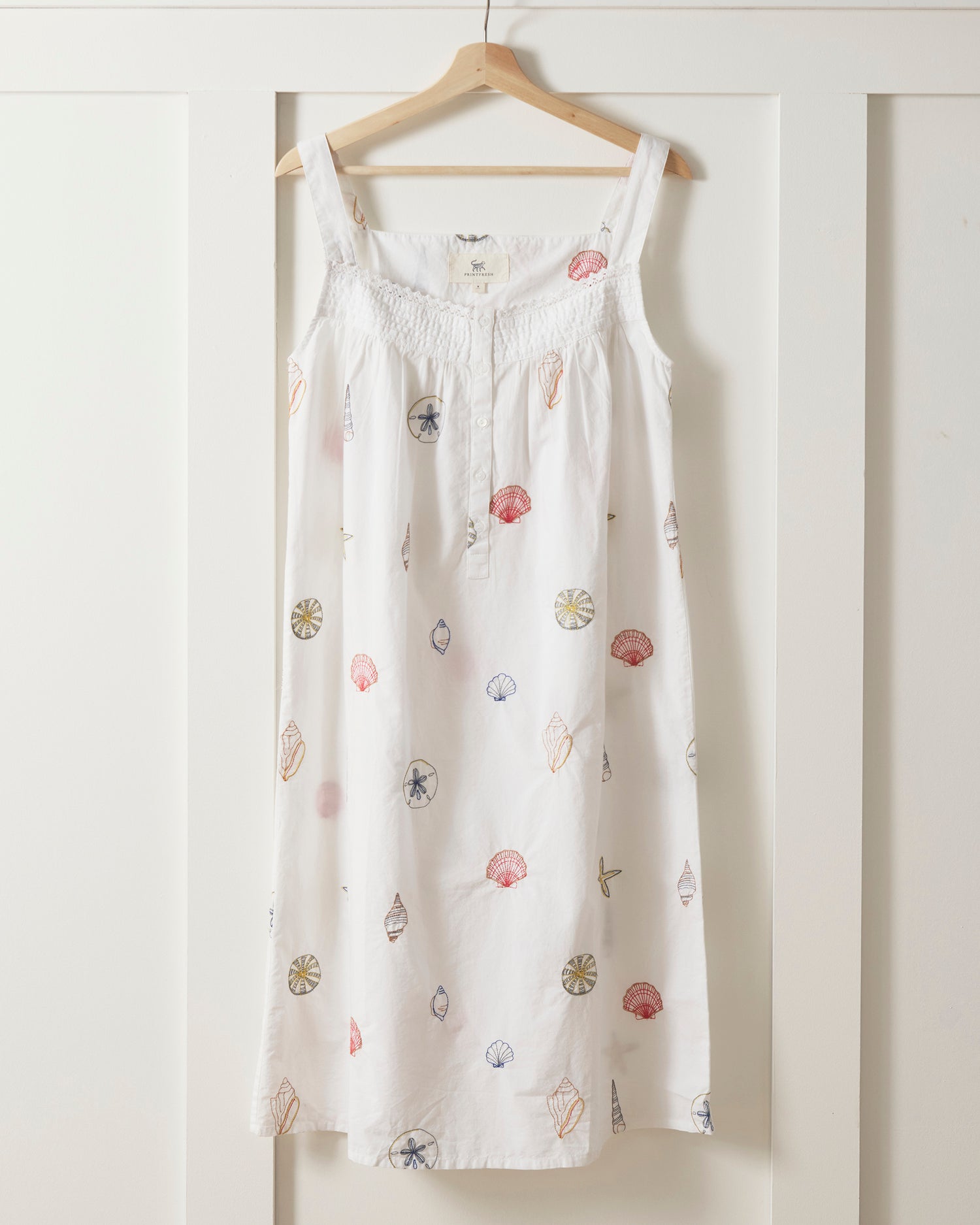Embroidered Shells - Back to Bed Nightgown - Sand - Printfresh