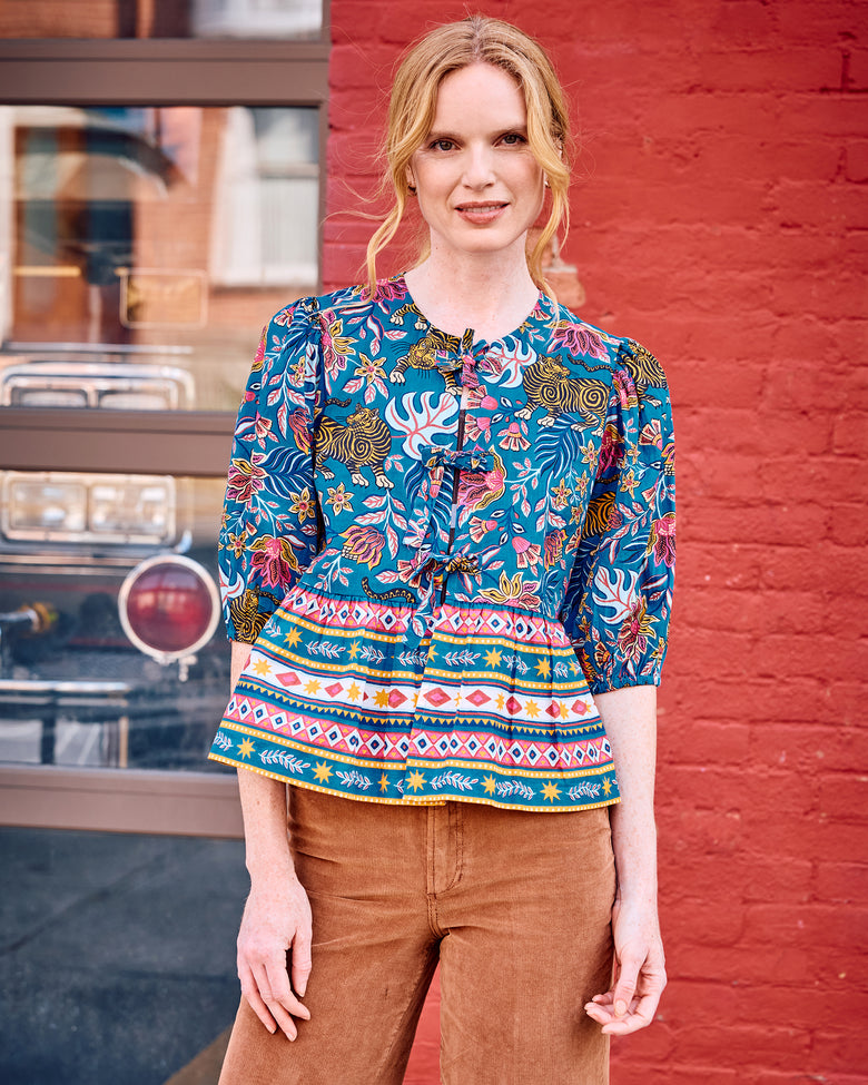 Tibetan Tigress - Annabelle Blouse - Blue Ridge - Printfresh