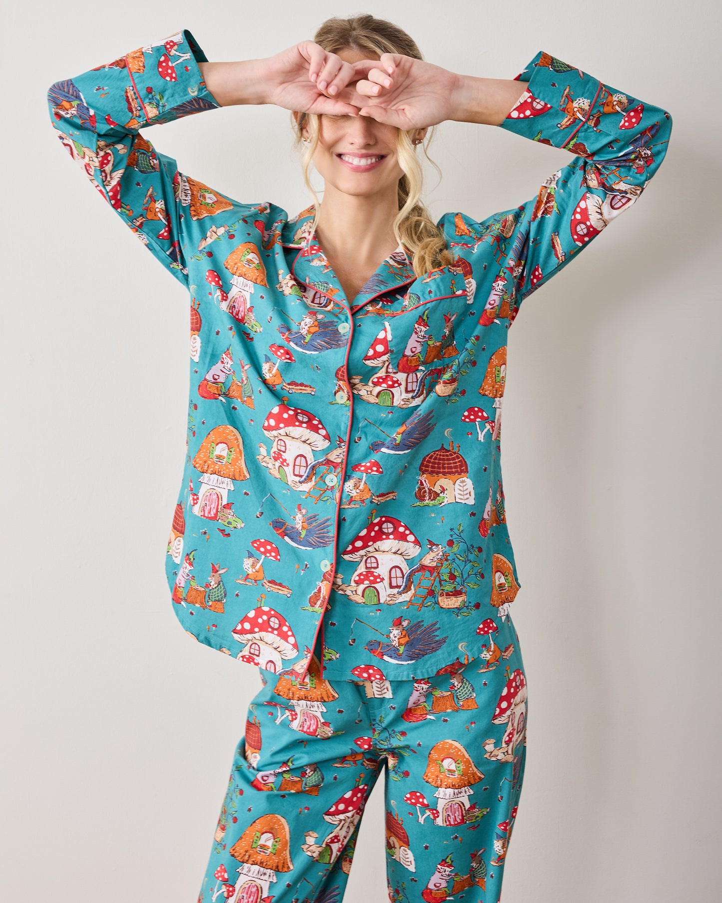 Autumn Critters - Long PJ Set - Teal - Printfresh