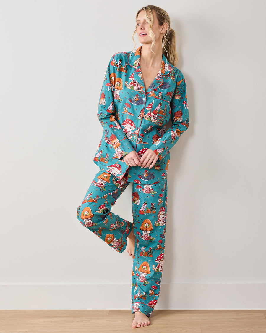 Autumn Critters - Long PJ Set - Teal - Printfresh
