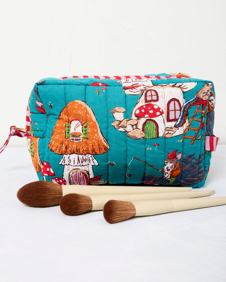 Autumn Critters - Quilted Pouch - Teal - Printfresh