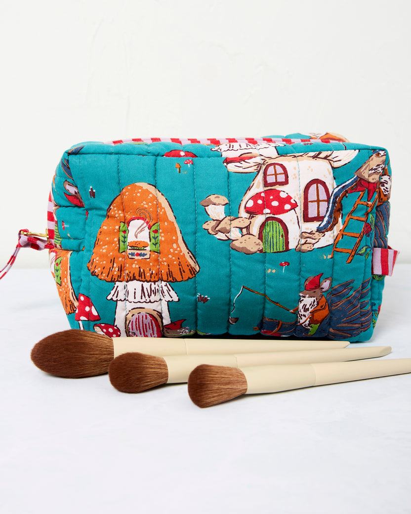 Autumn Critters - Quilted Pouch - Teal - Printfresh