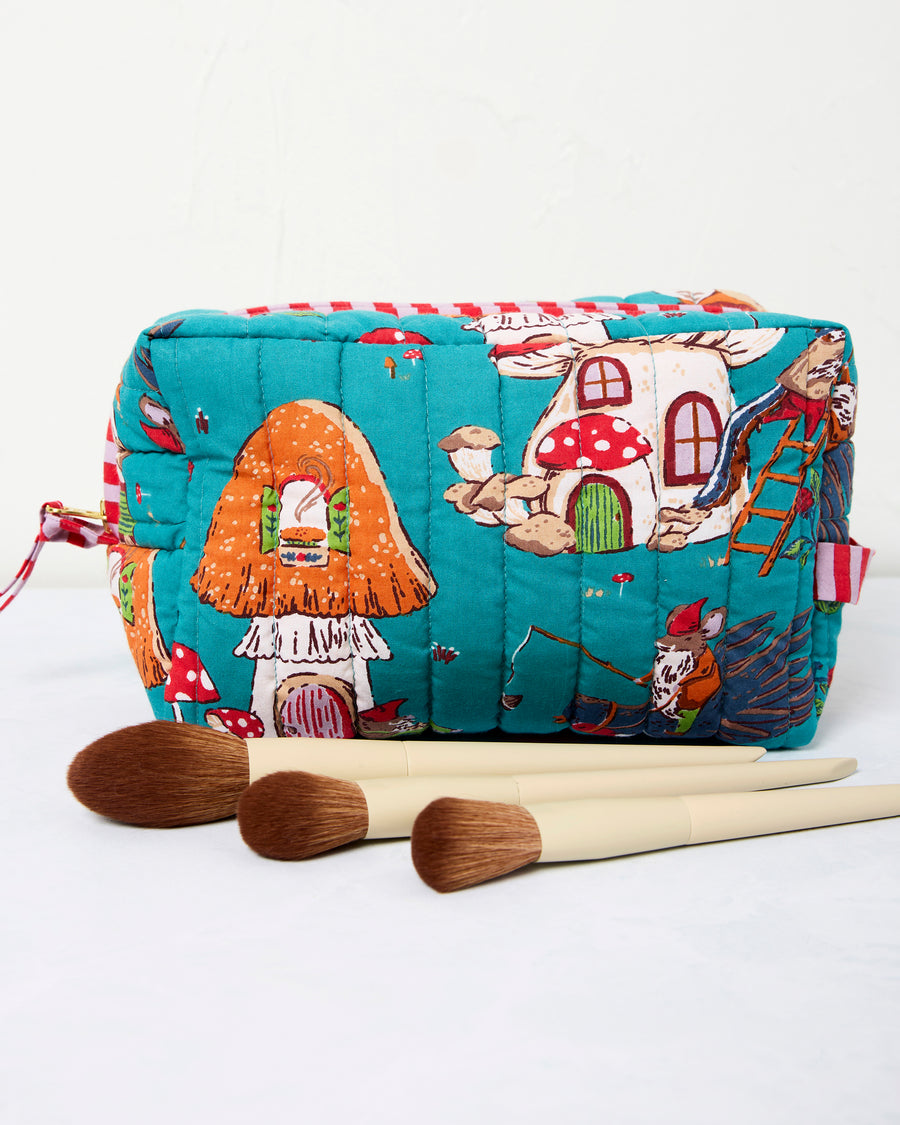 Autumn Critters - Quilted Pouch - Teal - Printfresh