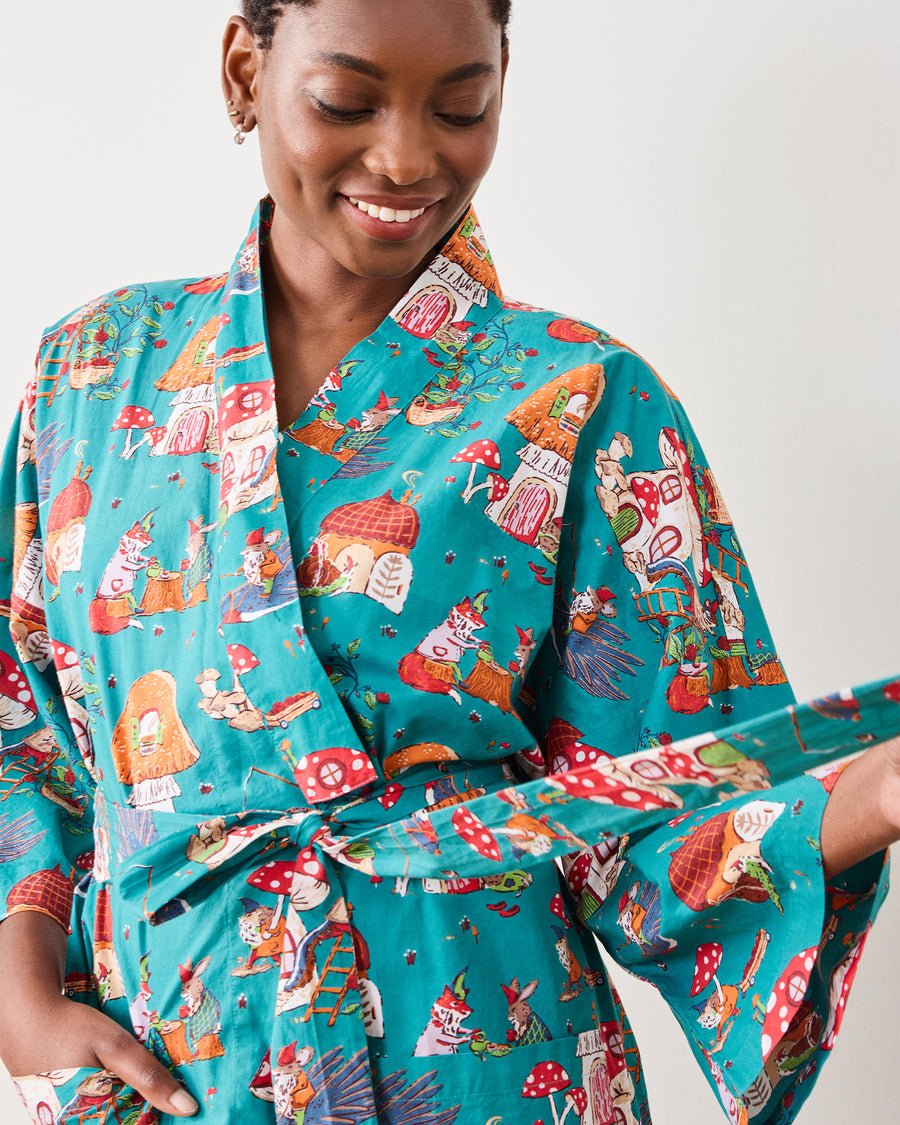 Autumn Critters - Robe - Teal - Printfresh