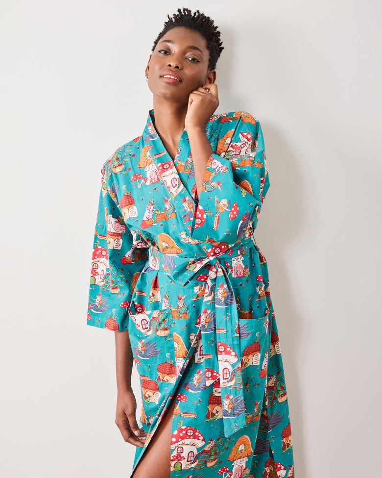 Autumn Critters - Robe - Teal - Printfresh