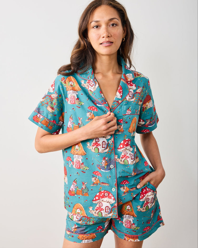 Autumn Critters - Short PJ Set - Teal - Printfresh