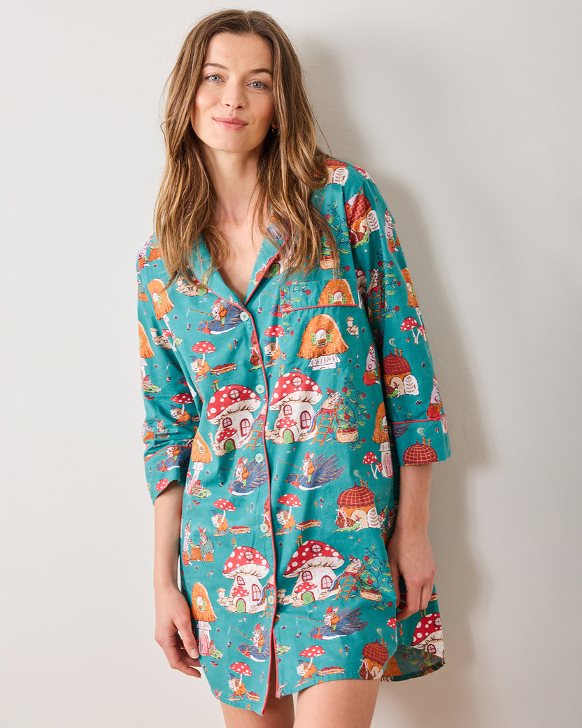 Autumn Critters - Sleep Shirt - Teal - Printfresh