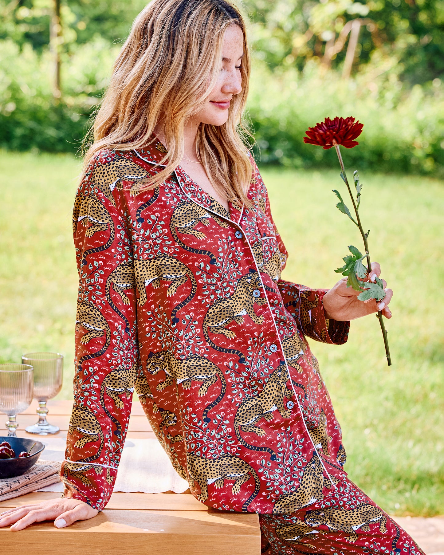 Bagheera - Tall Eco Satin Long PJ Set - Scarlet - Printfresh