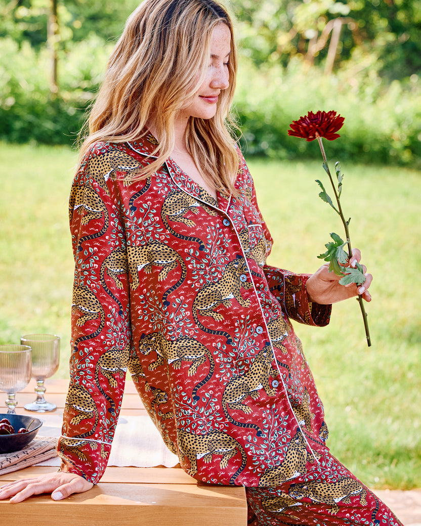 Bagheera - Tall Eco Satin Long PJ Set - Scarlet - Printfresh