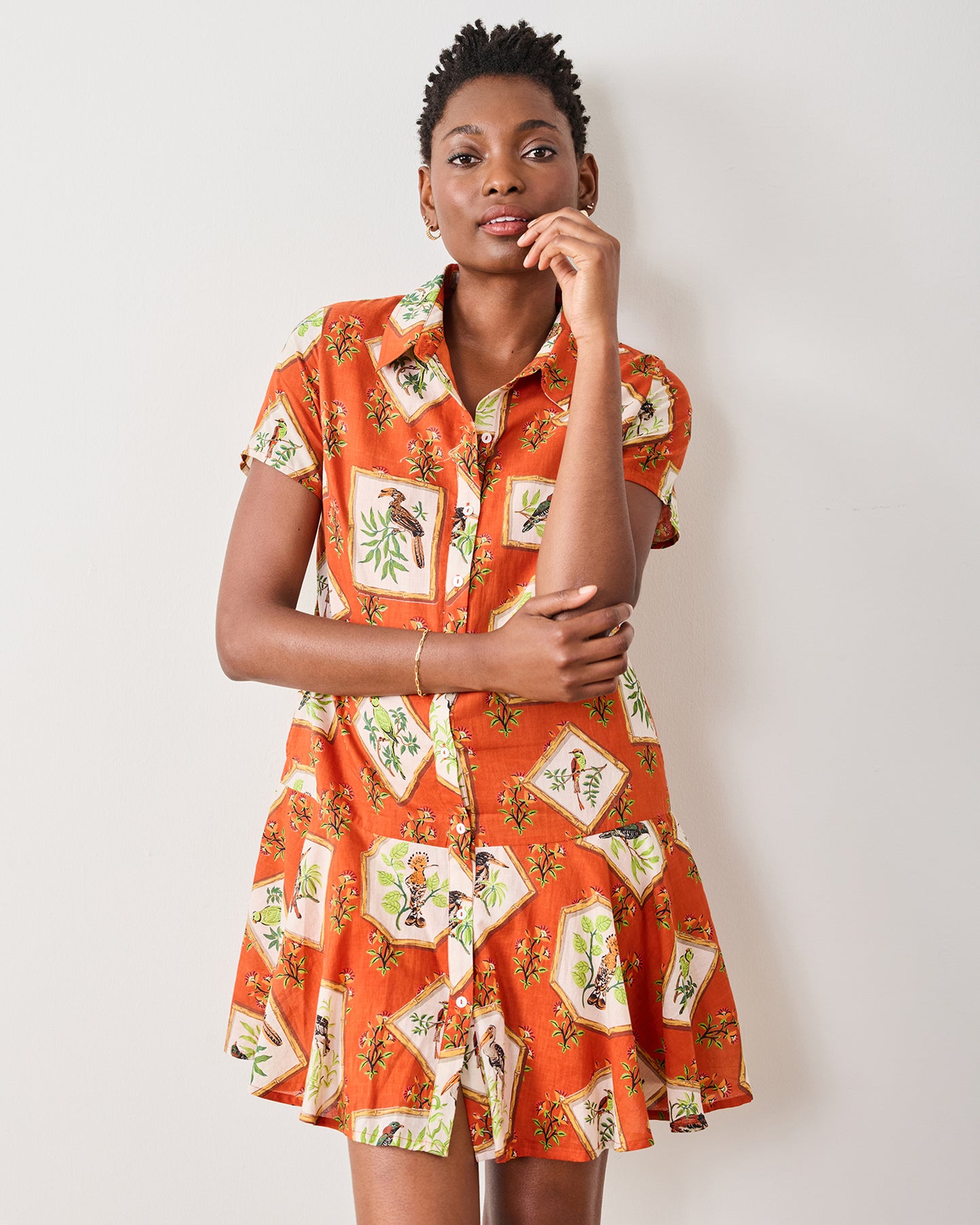 Birds Of India - Gracie Dress - Copper - Printfresh