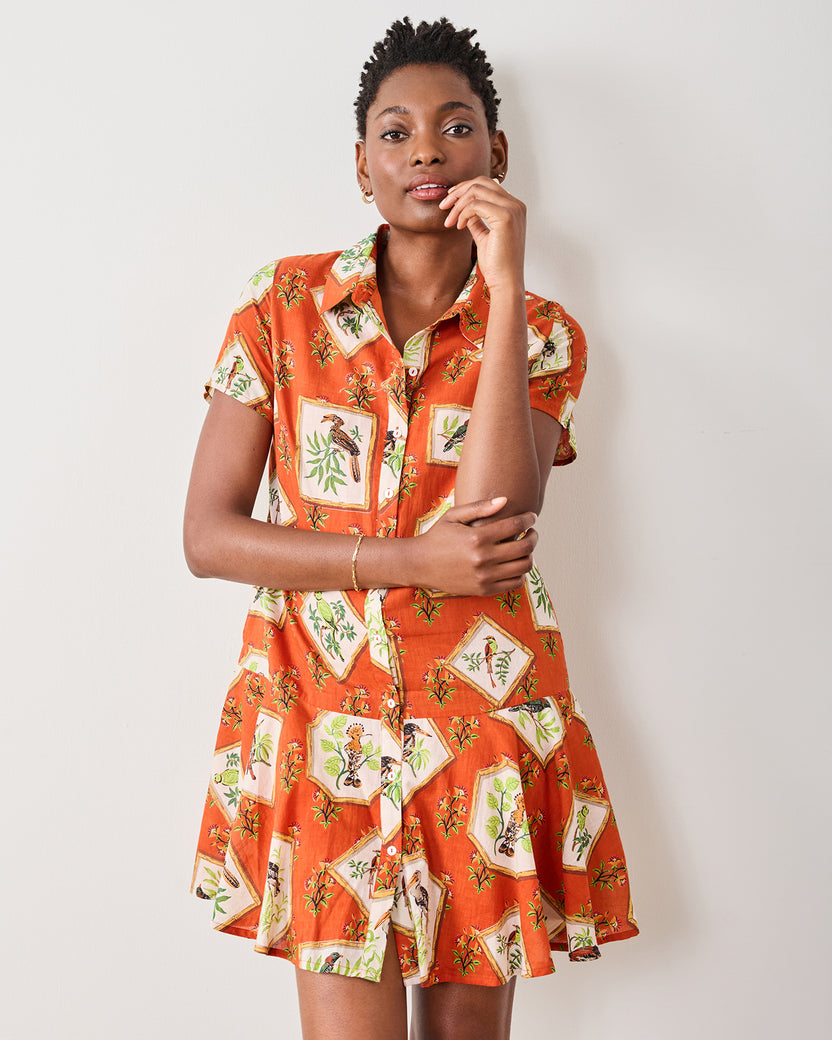 Birds Of India - Gracie Dress - Copper - Printfresh