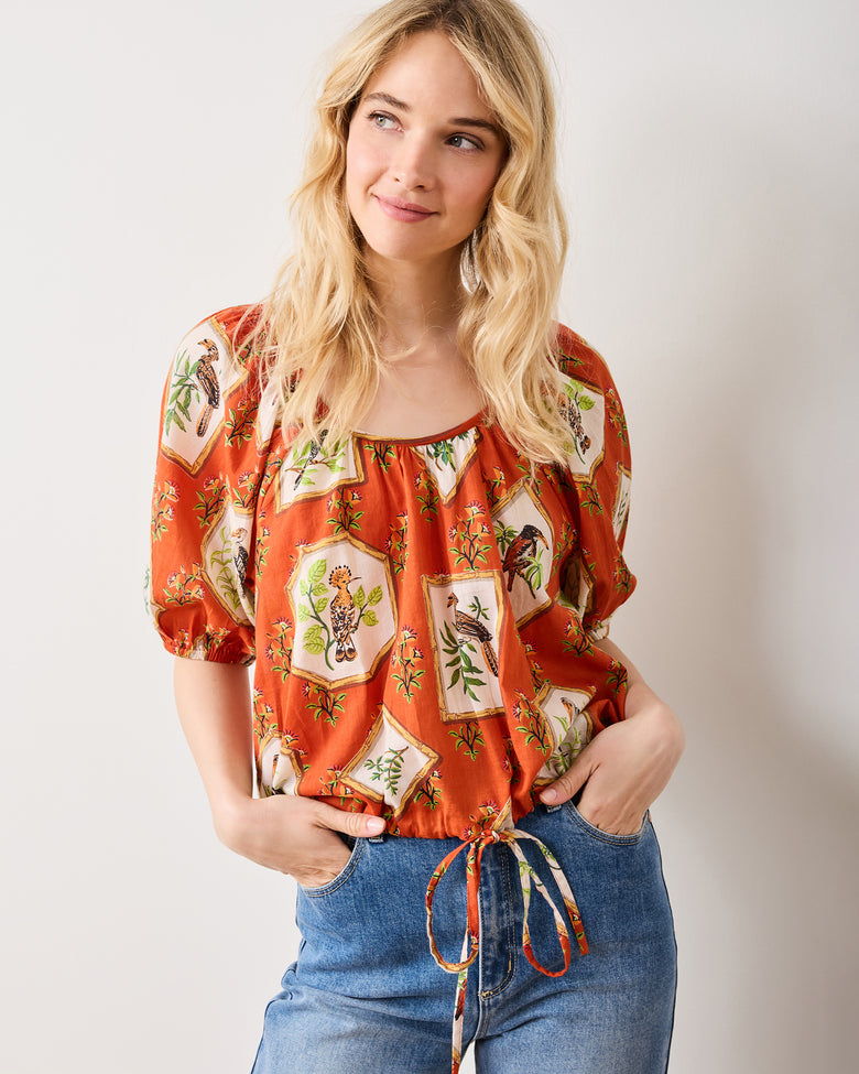 Birds of India - Piper Blouse - Copper - Printfresh
