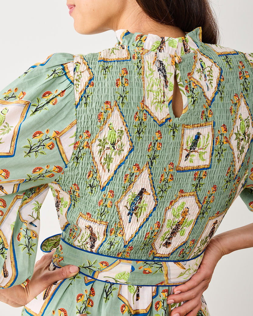Birds Of India - Cassidy Dress - Sage - Printfresh