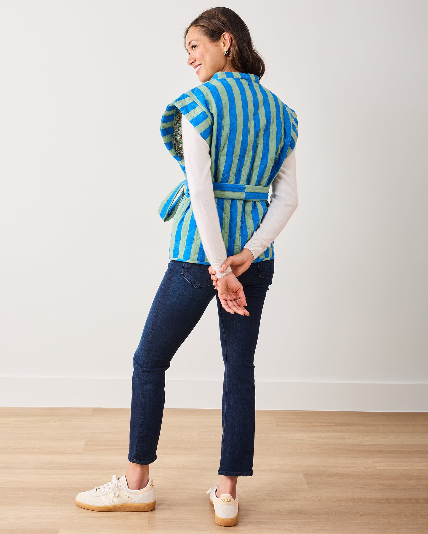 Bold Stripe - Quilted Vest - Blue Sage - Printfresh
