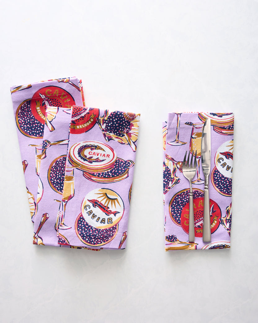 Champagne & Caviar - Dinner Napkins Set Of 4 - Lavender Spritz - Printfresh