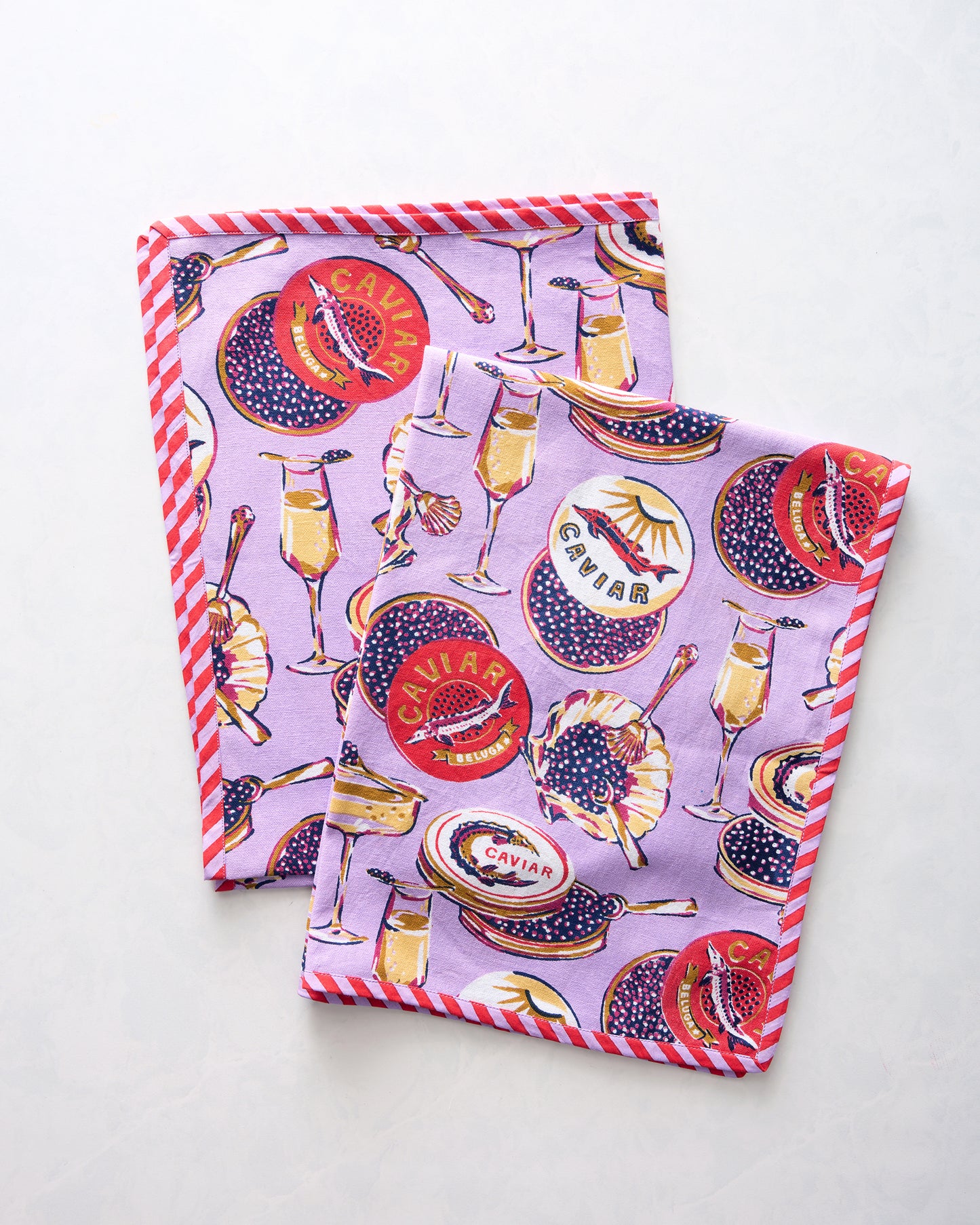 Champagne & Caviar - Tea Towels Set Of 2 - Lavender Spritz - Printfresh