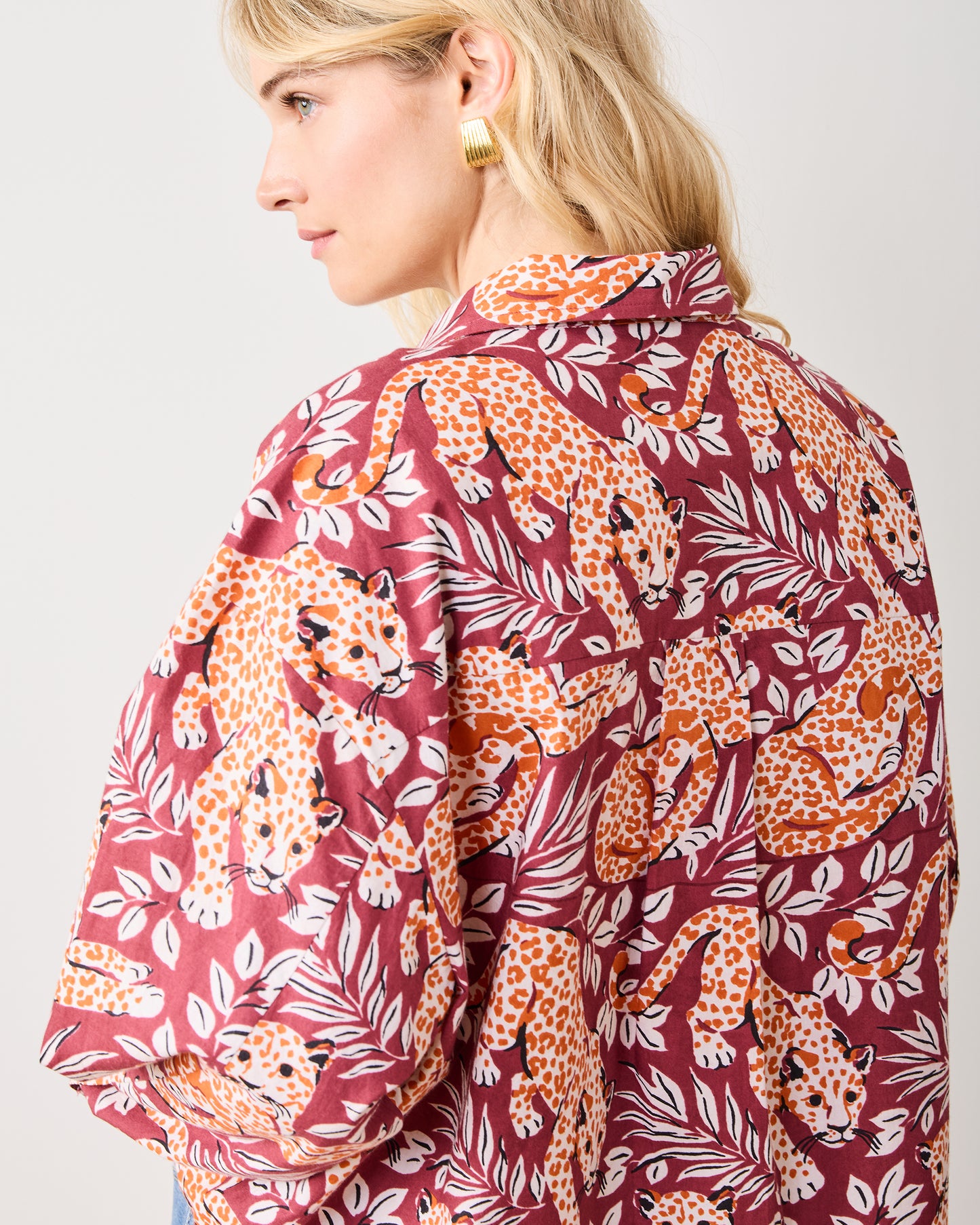 City Cats - Cleo Button Down - Maroon Night - Printfresh