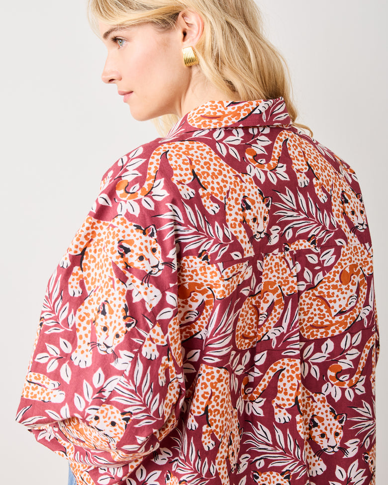 City Cats - Cleo Button Down - Maroon Night - Printfresh