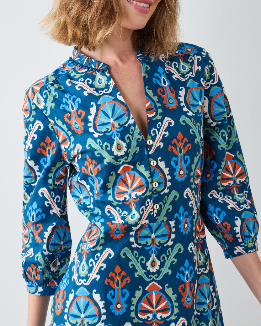Eclectic Ikat - Abigail Dress - Navy - Printfresh