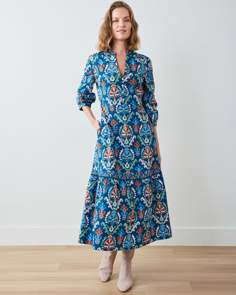 Eclectic Ikat - Abigail Dress - Navy - Printfresh
