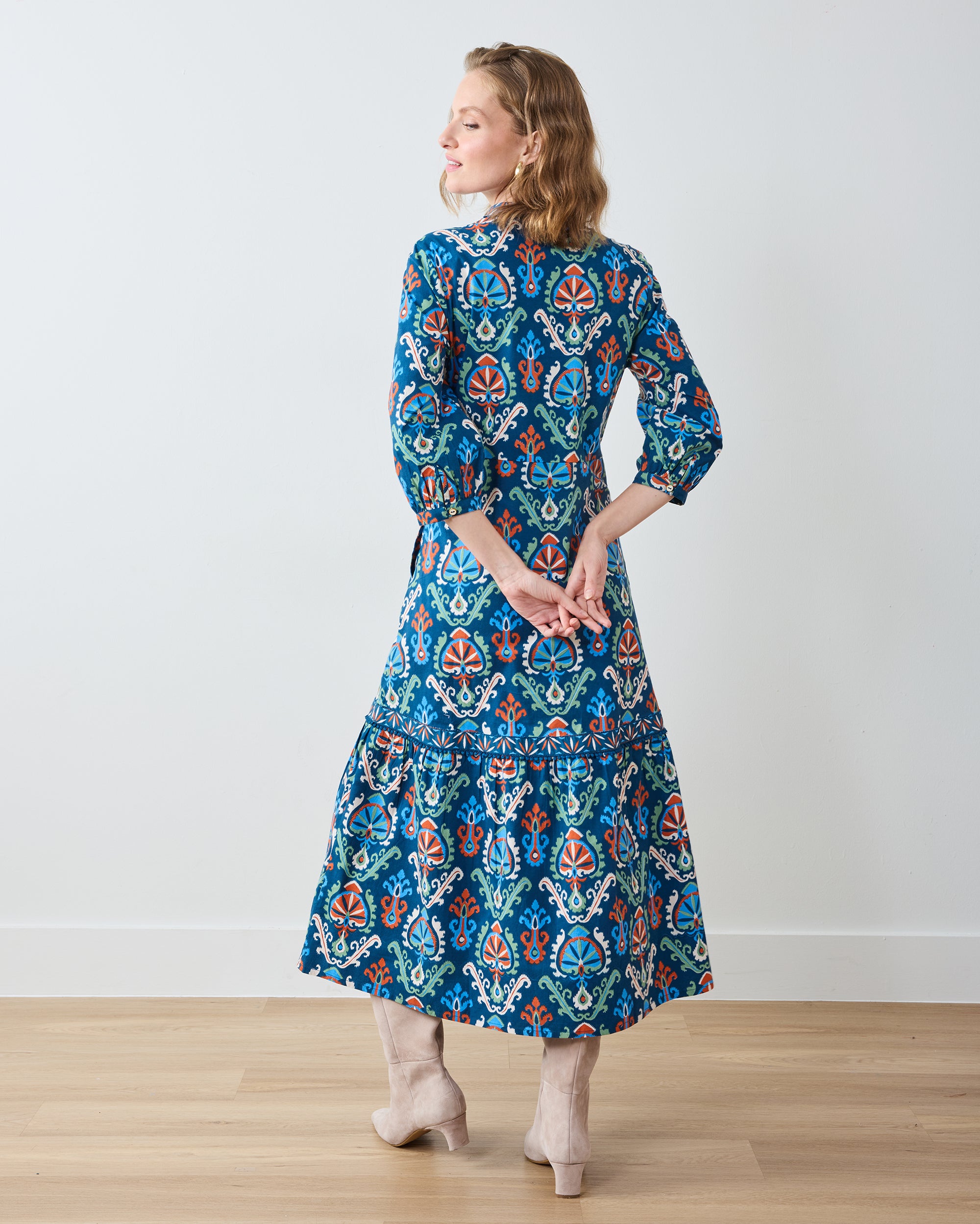Eclectic Ikat - Abigail Dress - Navy – Printfresh