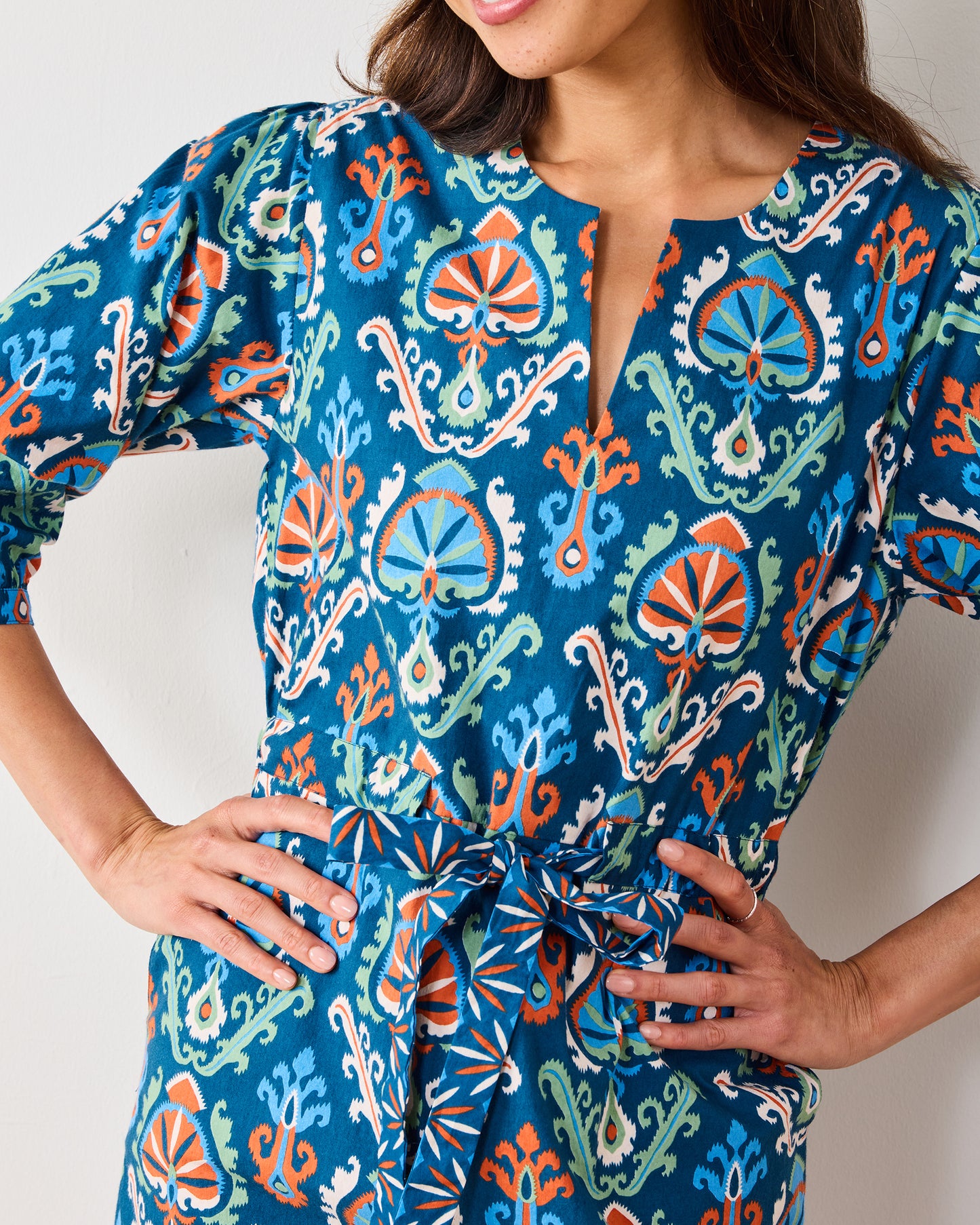 Eclectic Ikat - Genevieve Dress - Navy - Printfresh