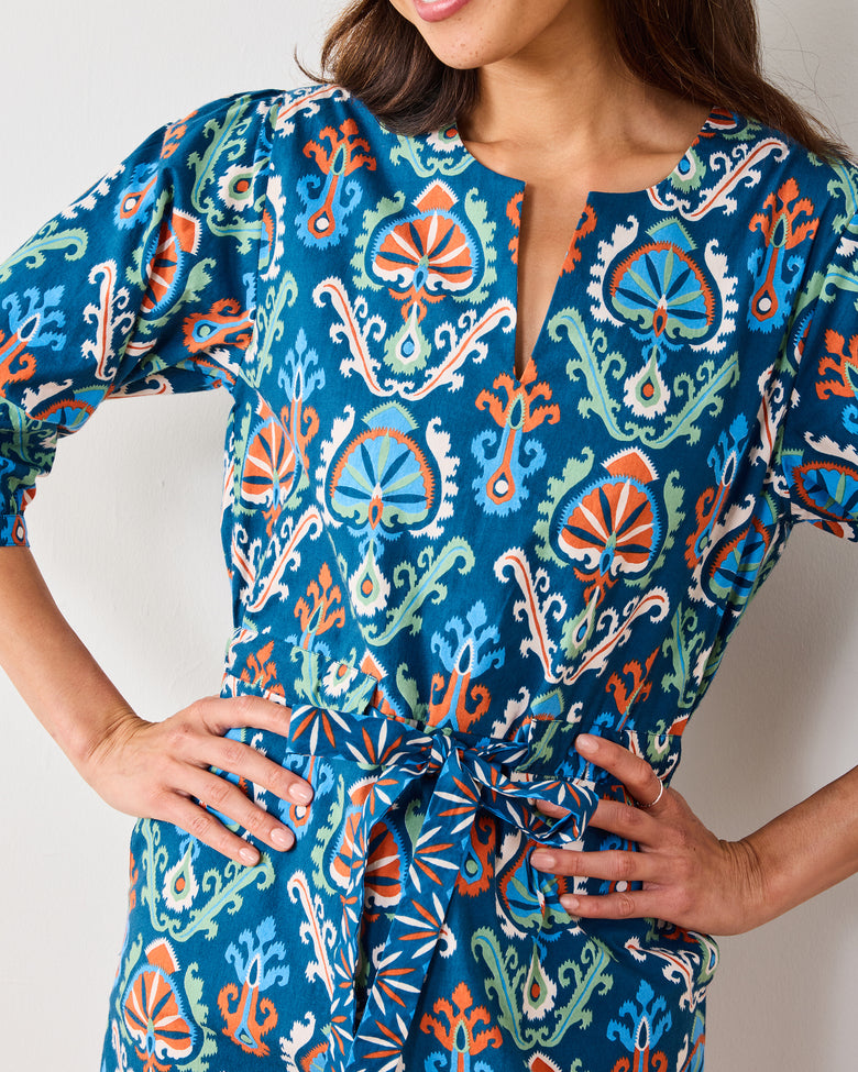 Eclectic Ikat - Genevieve Dress - Navy - Printfresh